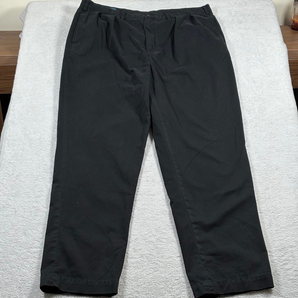 Vtg Polo Ralph Lauren Andrew Pant Mens 42x36 Black Pleated Chino Old Money 90's
